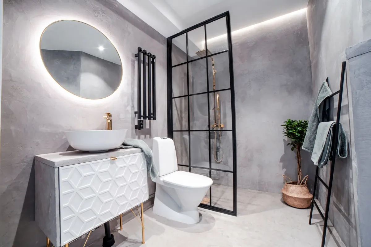 Microcement i badrum - före och efter